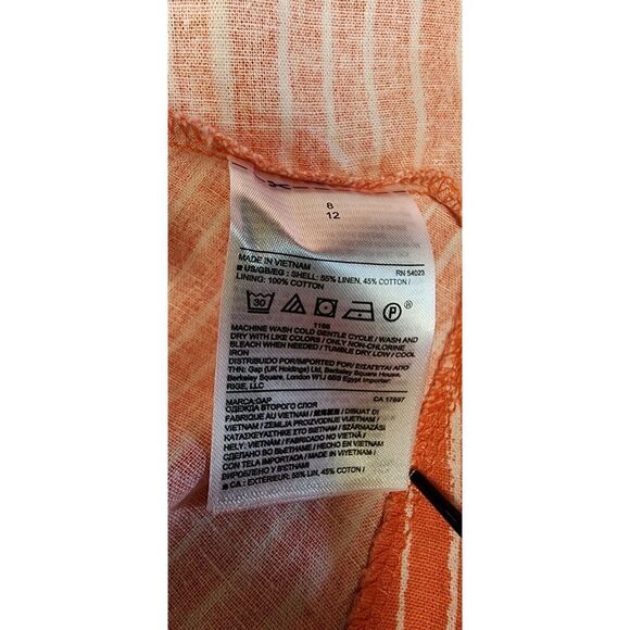 Gap Striped Fit & Flare Sleeveless Crew Neck Above Knee Dress Color Coral Size 8 - Picture 12 of 12